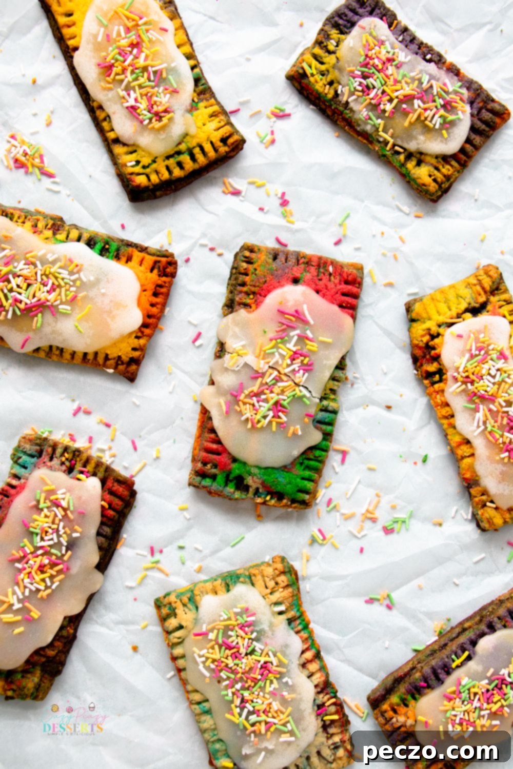 Head over image of a few homemade rainbow pop tarts