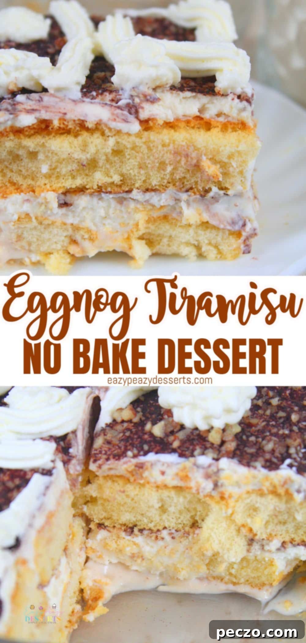Eggnog dessert recipe with ladyfingers, final presentation