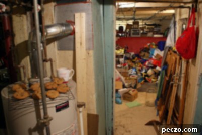 Basement and Cookies - A cooling rack of cookies perched precariously amidst renovation tools