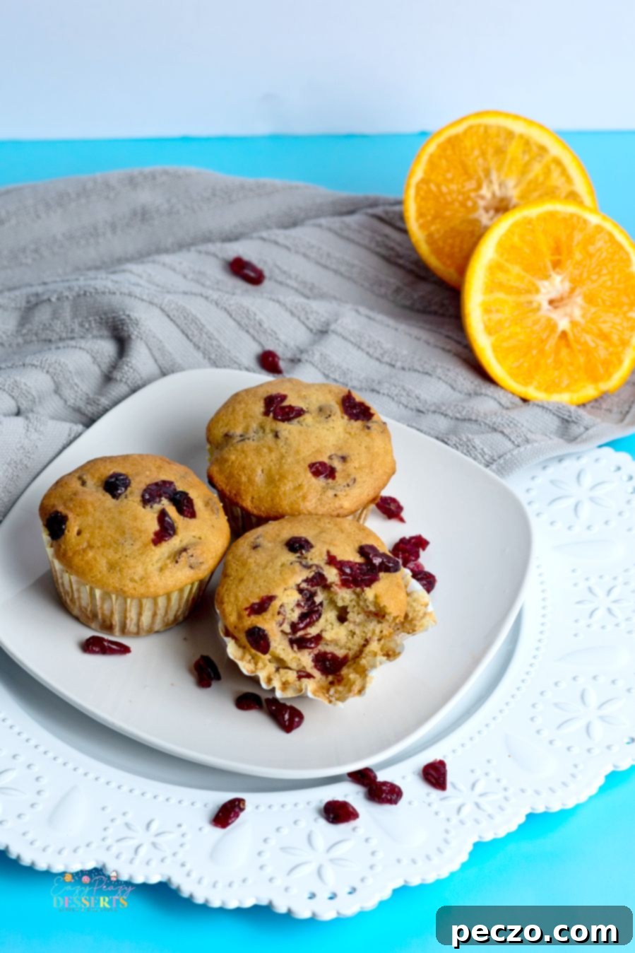 Sweet & Tart Vegan Orange Cranberry Muffins 5 Vegan orange cranberry muffins