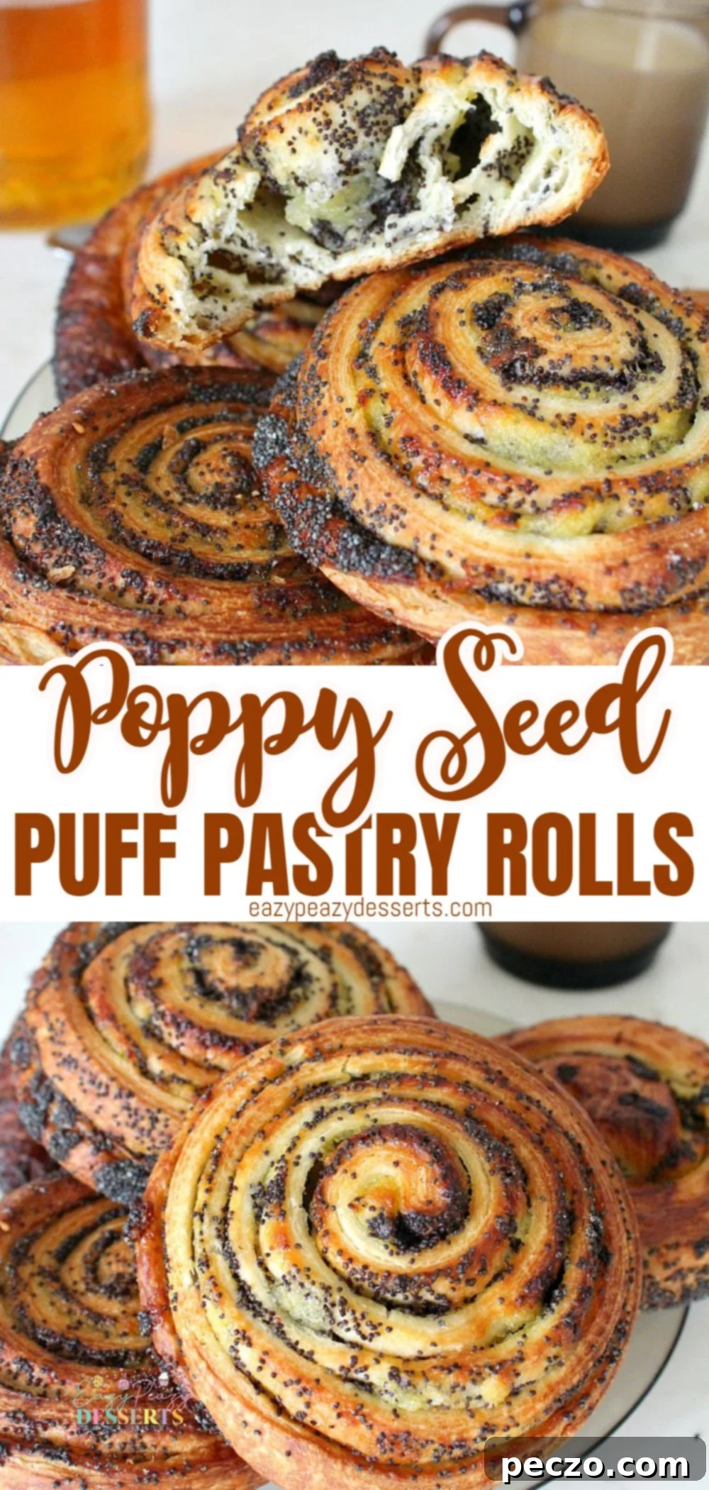 Photo collage of poppy seed rolls