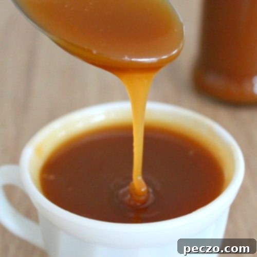 Close up image of easy salted caramel sauce