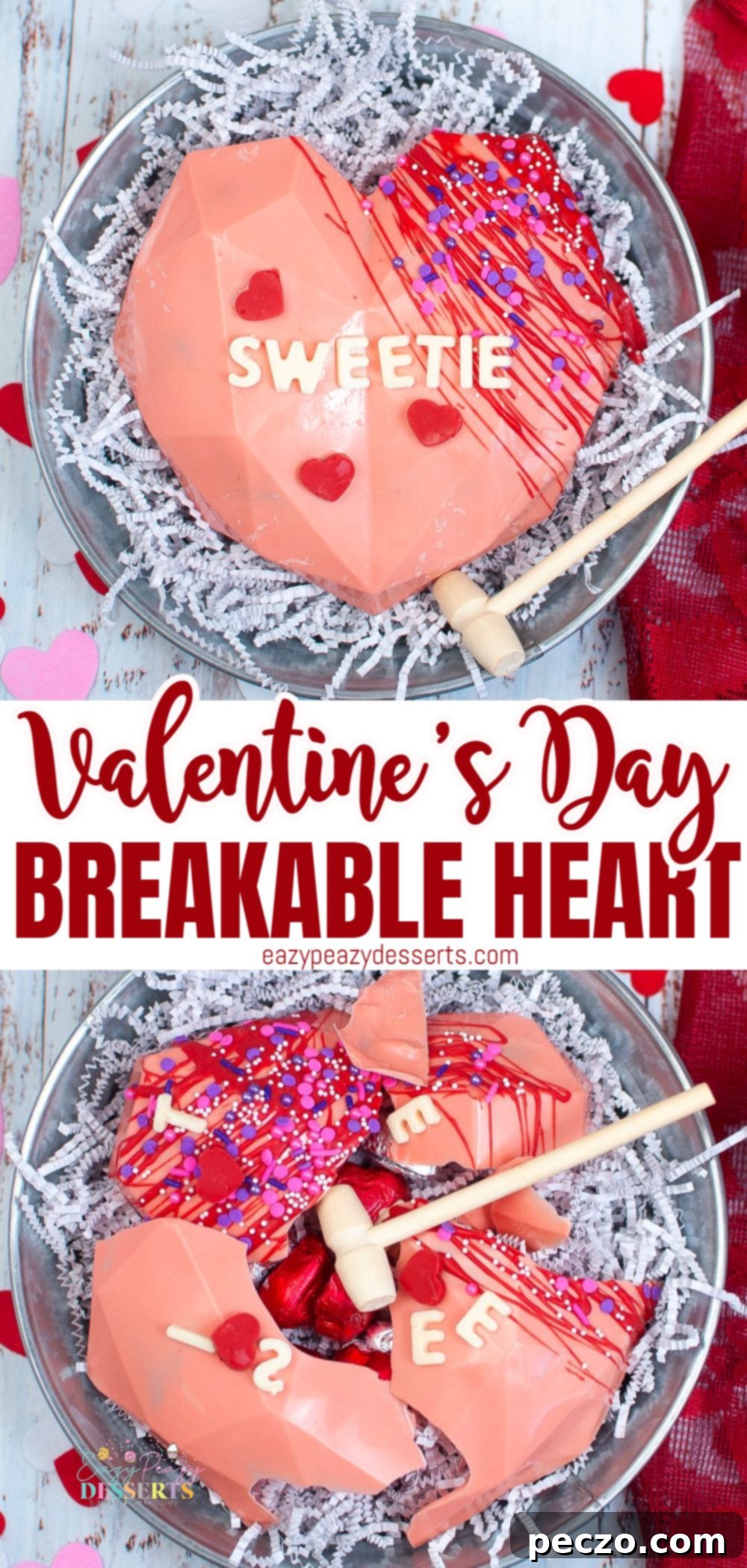 Photo collage of Valentine's day breakable heart
