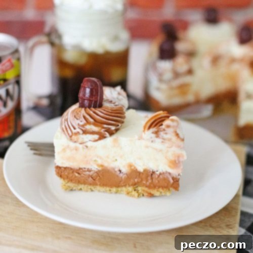 Root Beer Float Cheesecake 7 Angle image of no bake a&w dessert