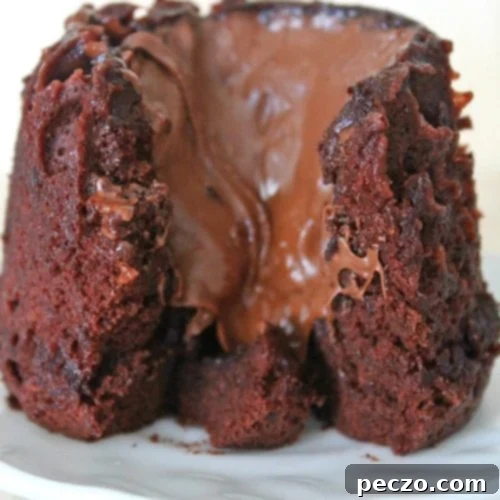 Image of Nutella lava cake on a white dessert plate