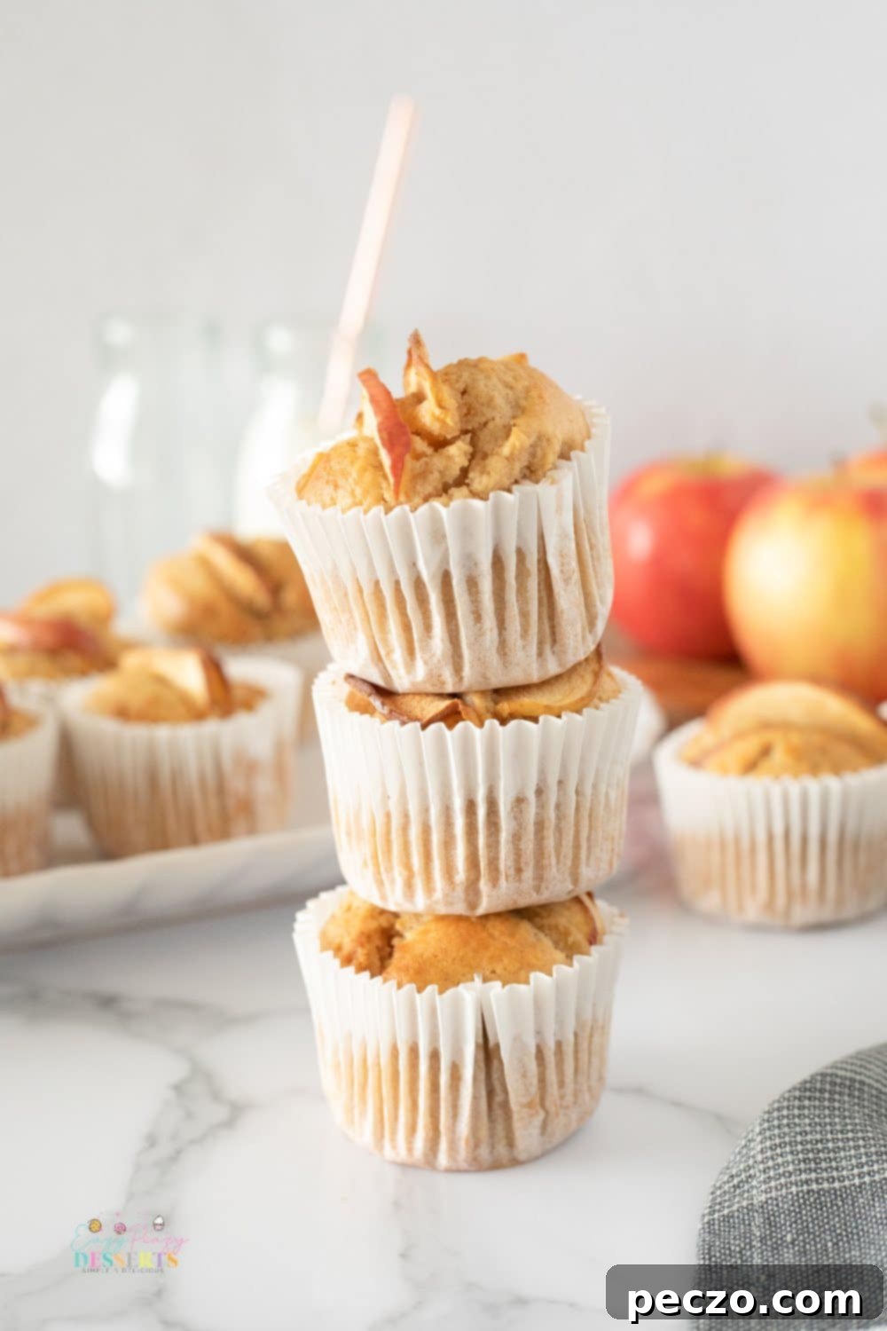 A stack of apple and cinnamon muffins