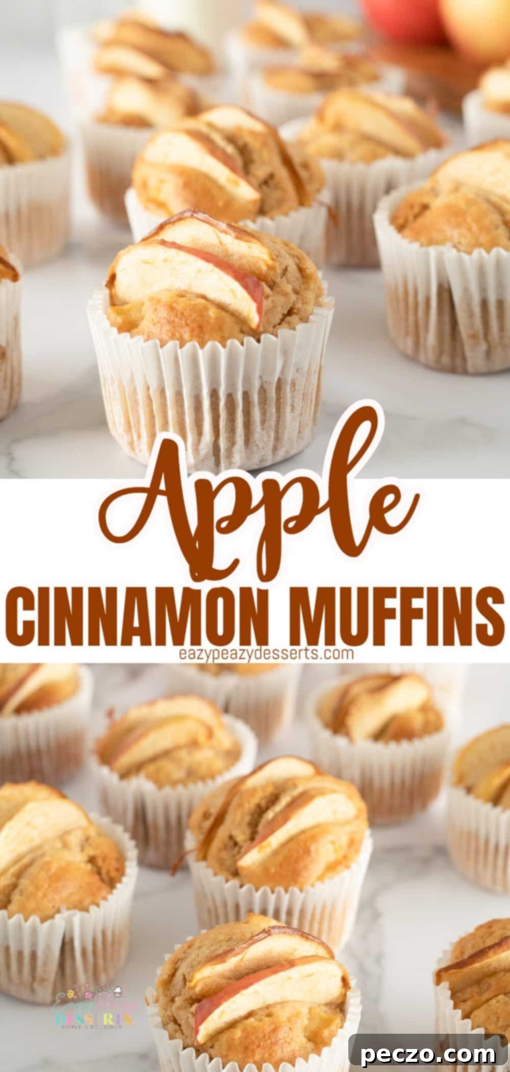 Photo collage of homemade apple cinnamon muffins