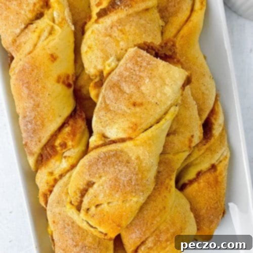 Pumpkin pie pastry strips on a serving plate