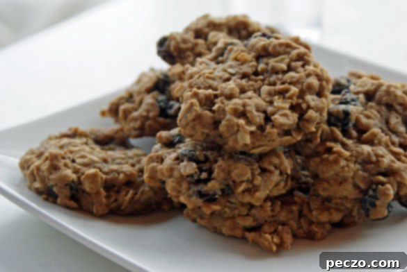 Delicious freshly baked oatmeal raisin cookies cooling on a wire rack, perfect for a comfort food treat.