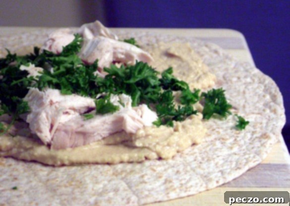 Healthy Hummus and Chicken Wrap, a quick and delicious meal