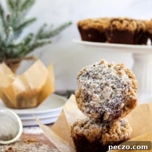 Gingerbread Muffins Your Ultimate Holiday Treat 7 Image of two ginger muffins with streusel top