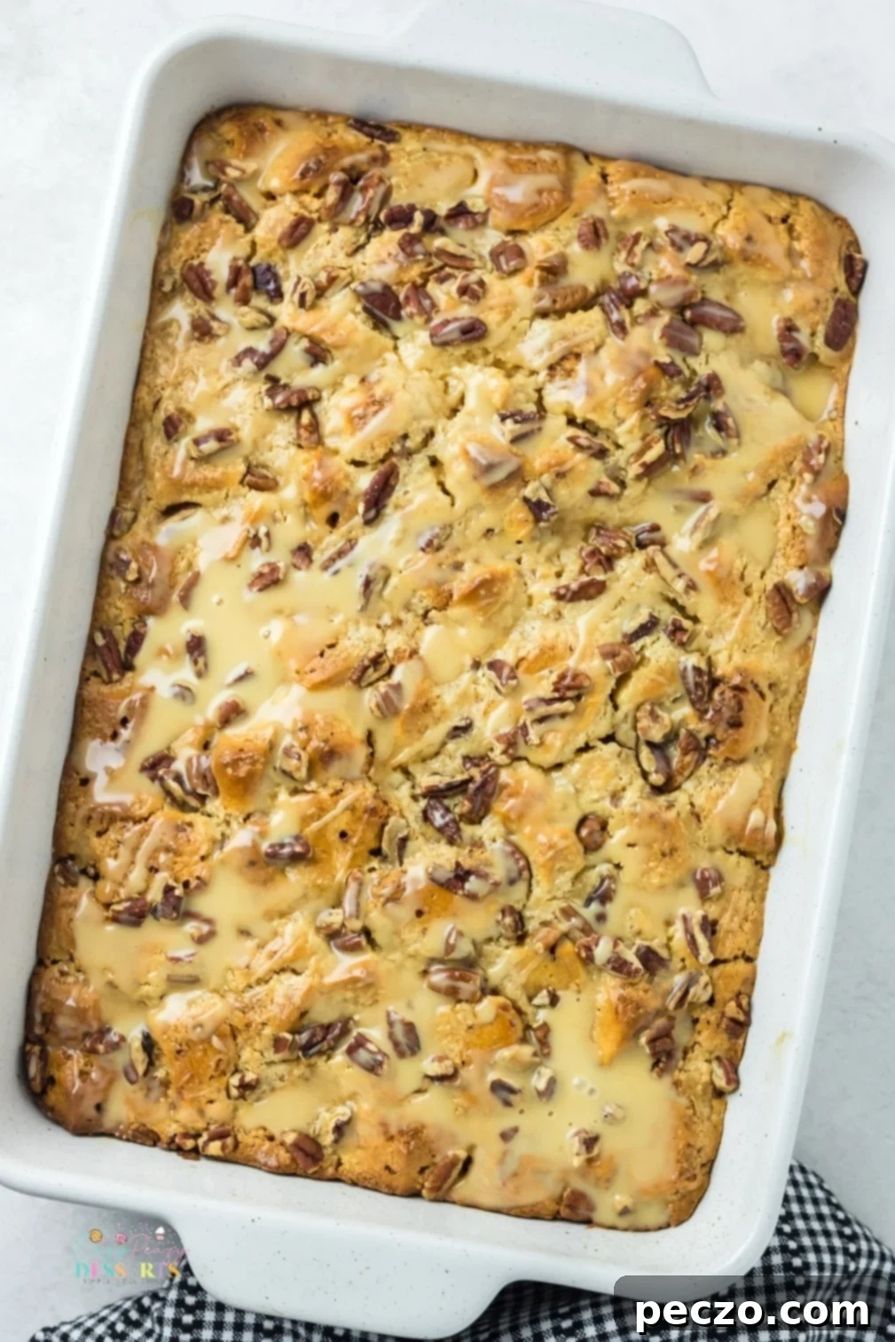 Cinnamon roll casserole recipe with salted caramel