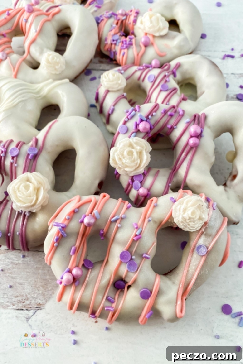 Chocolate dipped pretzels with sprinkles