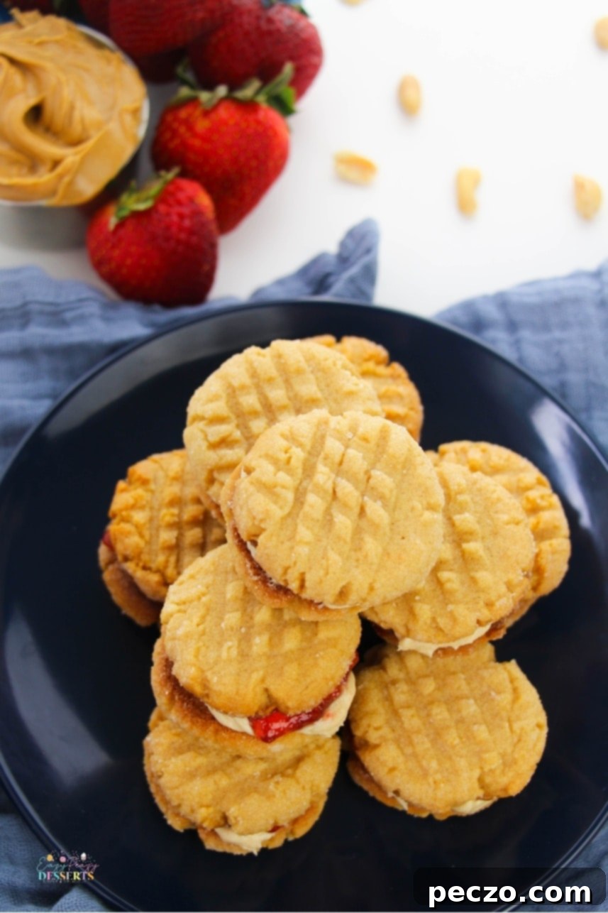 Peanut butter & jelly cookies with fork marks