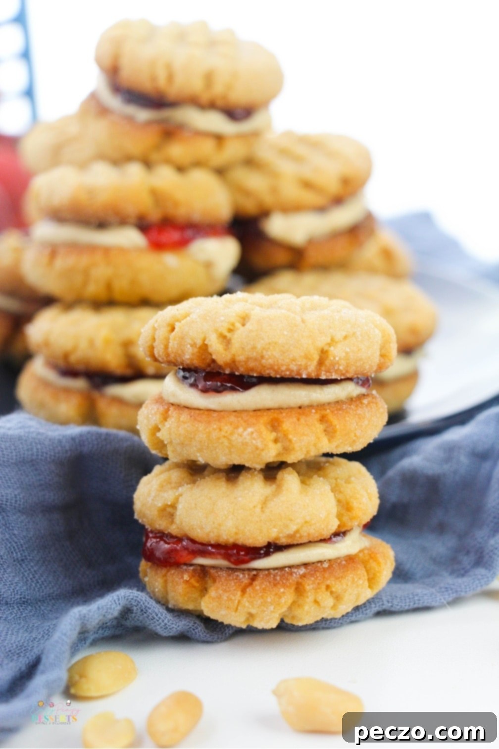 Assembled Peanut Butter and Jelly Sandwich Cookies