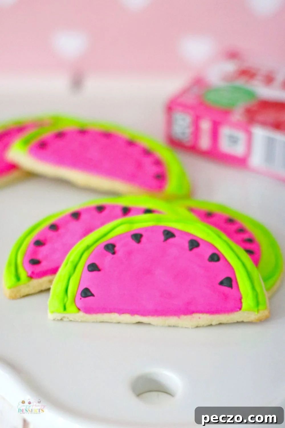 Delicious Watermelon Sugar Cookies arranged on a plate