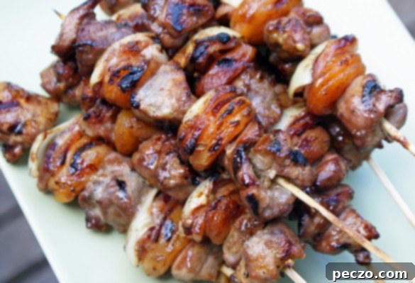 Delicious grilled kabobs with a rich sauce
