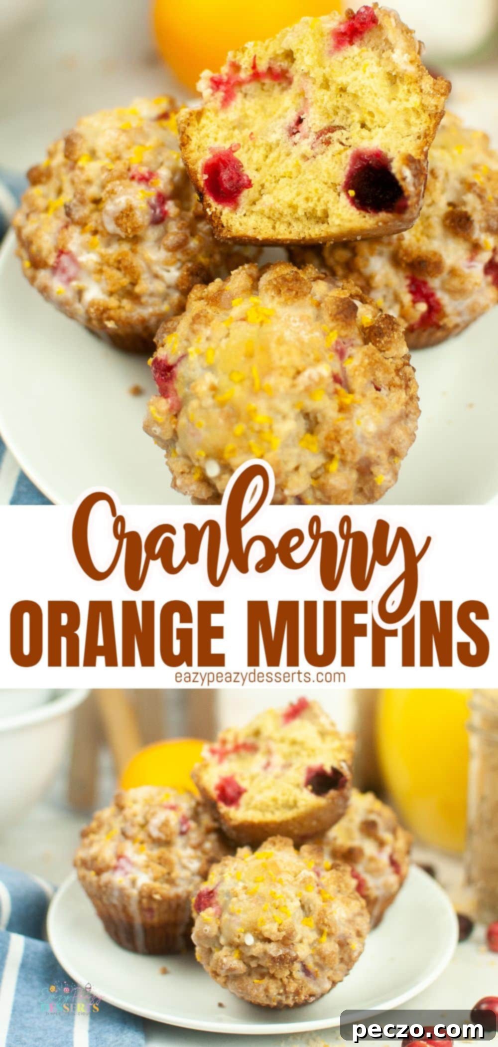 Cranberry Orange Muffins on a White Plate