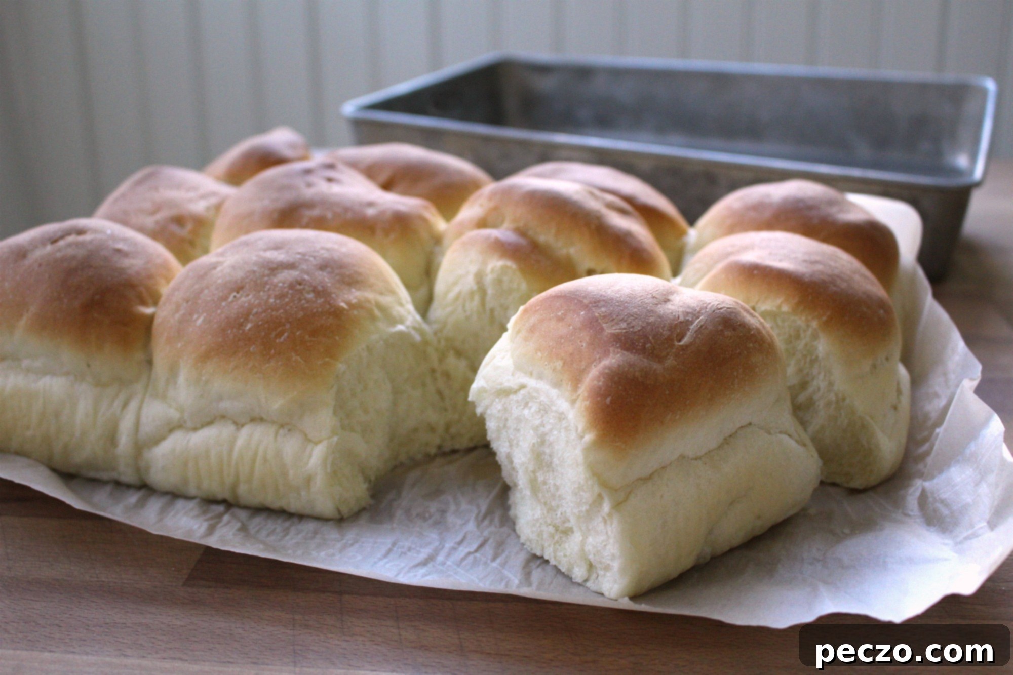 A basket of warm, freshly baked homemade buns