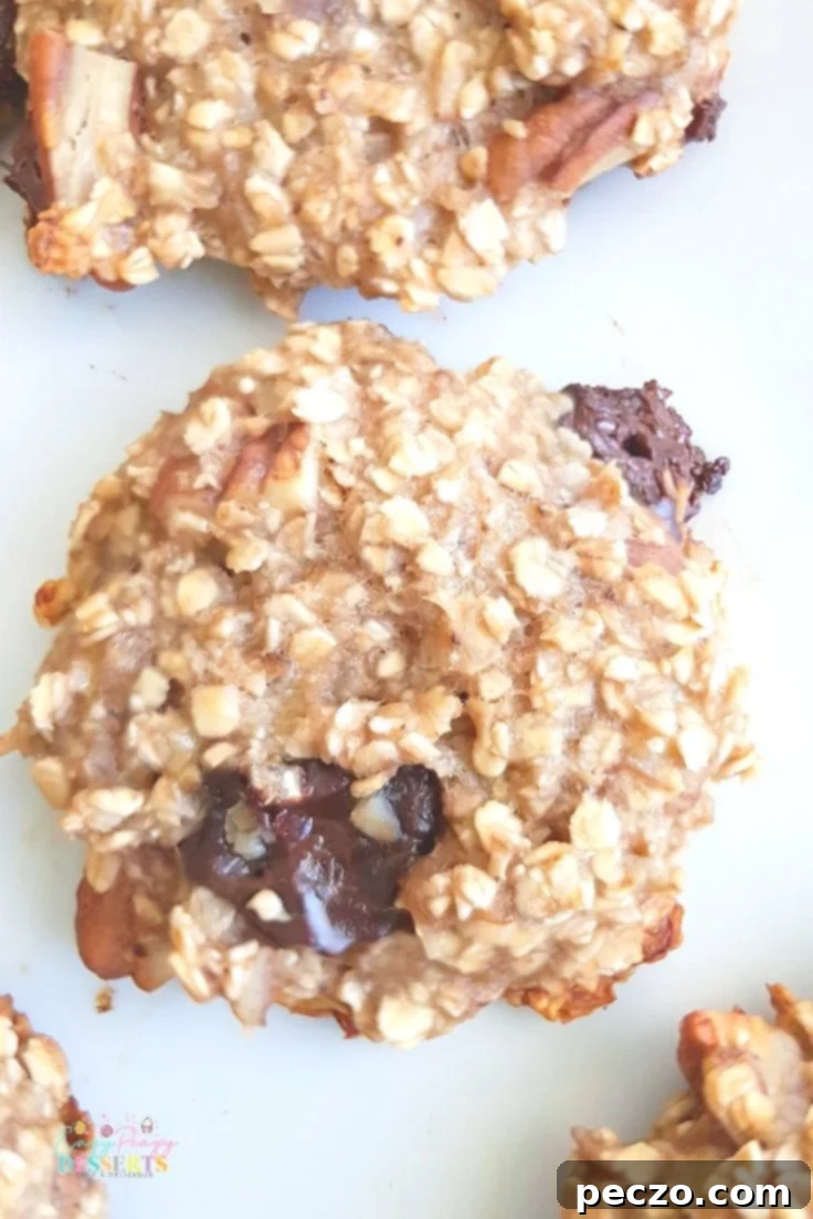 Close-up of baked Banana Oatmeal Cookies