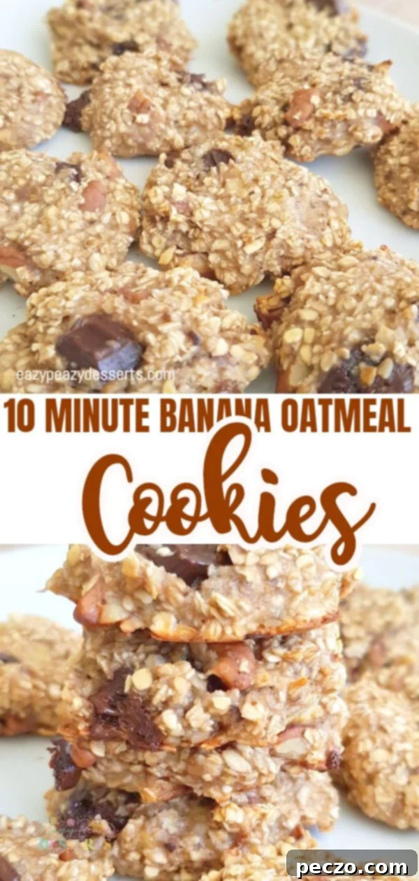Banana chocolate oatmeal cookies ready to be pinned on Pinterest
