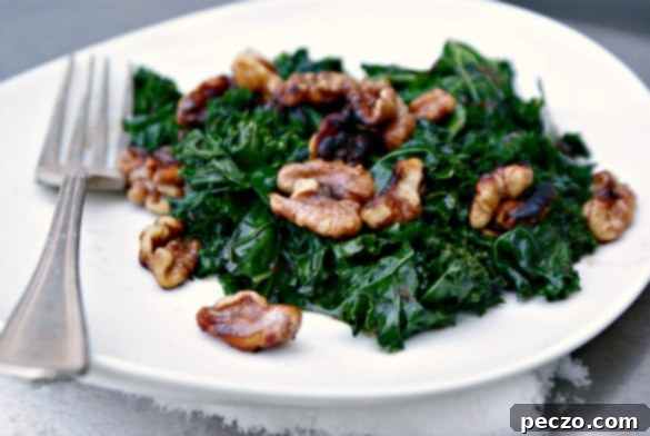 Kale with pan-fried walnuts