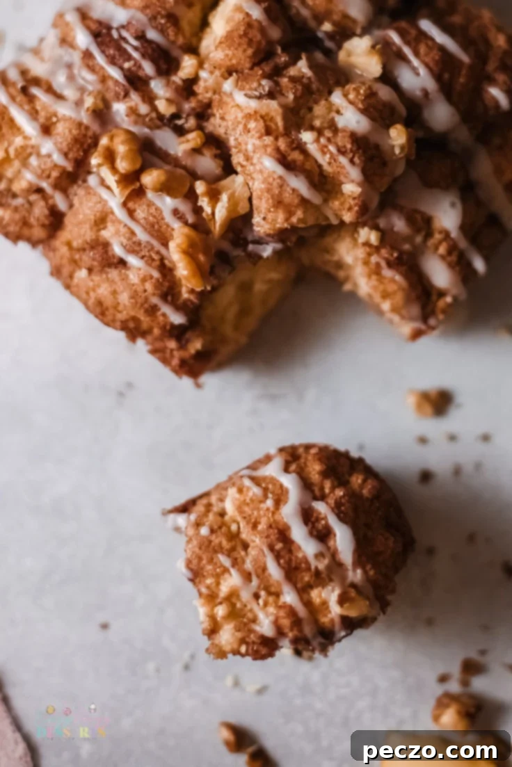 Close-up of a glazed Cinnamon Pull Apart Bread, showing its soft texture and inviting sweetness.