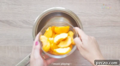 Peeling and cutting peaches for lemonade